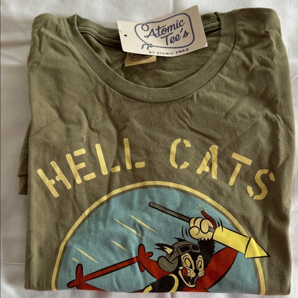 Atomic Swag Olive Cat Squadron T-Shirt